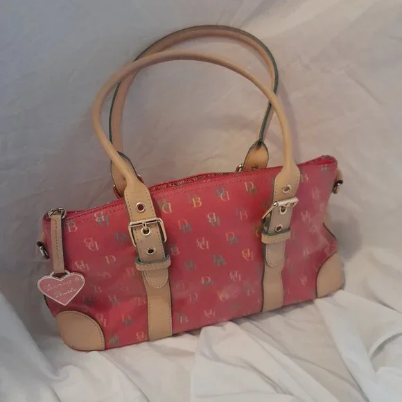 Vintage Y2K 2003 Dooney & Bourke Pink Monogram Domed Satchel Barbiecore - Picture 14 of 16